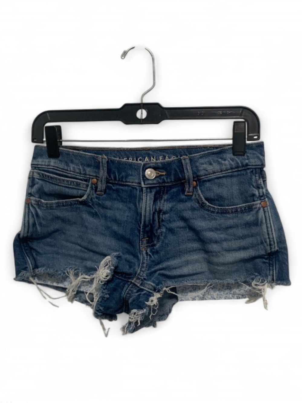 American Eagle Super Low Rise Perfect Shortie Distressed Denim Shorts